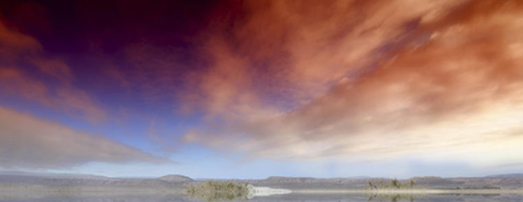 Sunrise with grey land strip